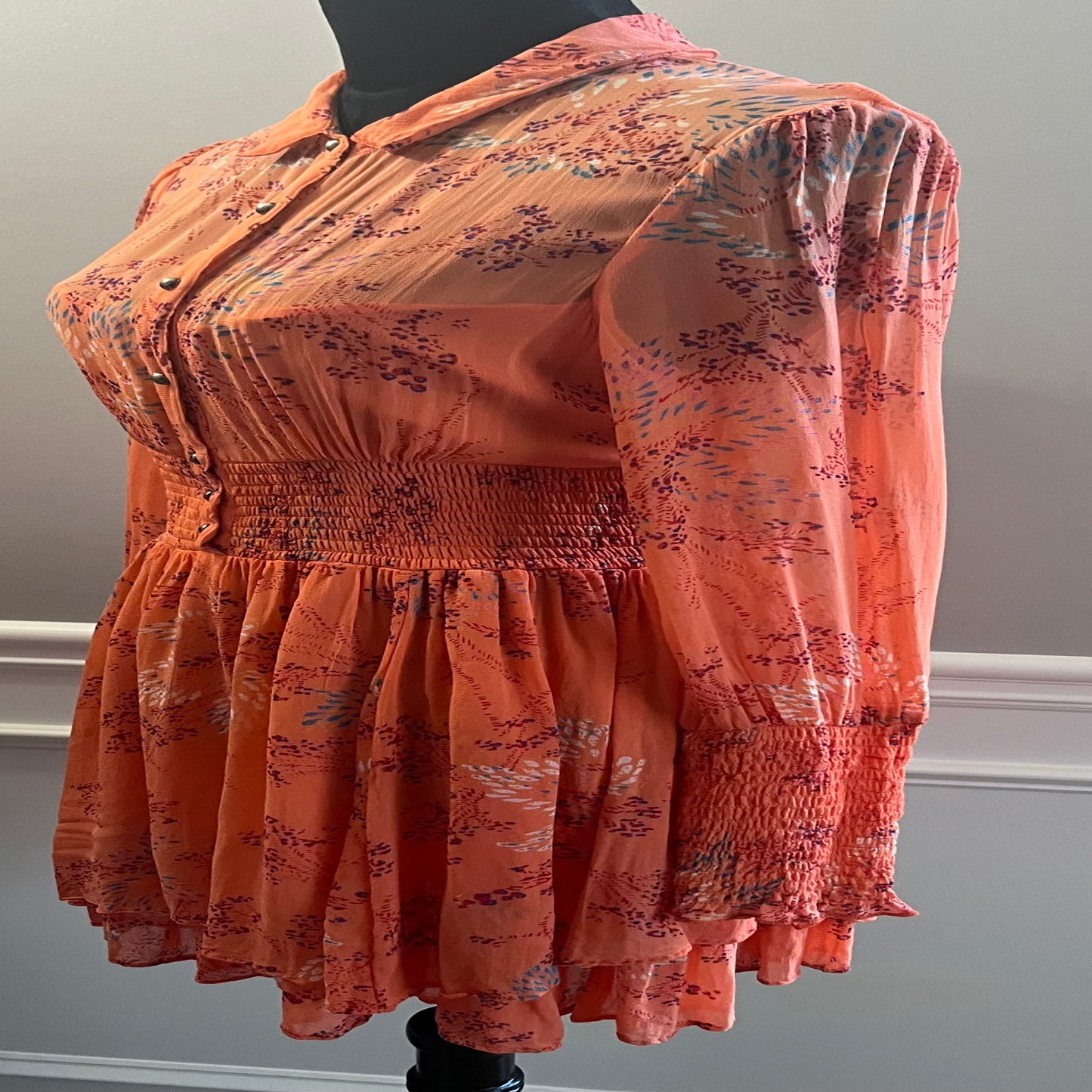 Free People Orange Floral Dress