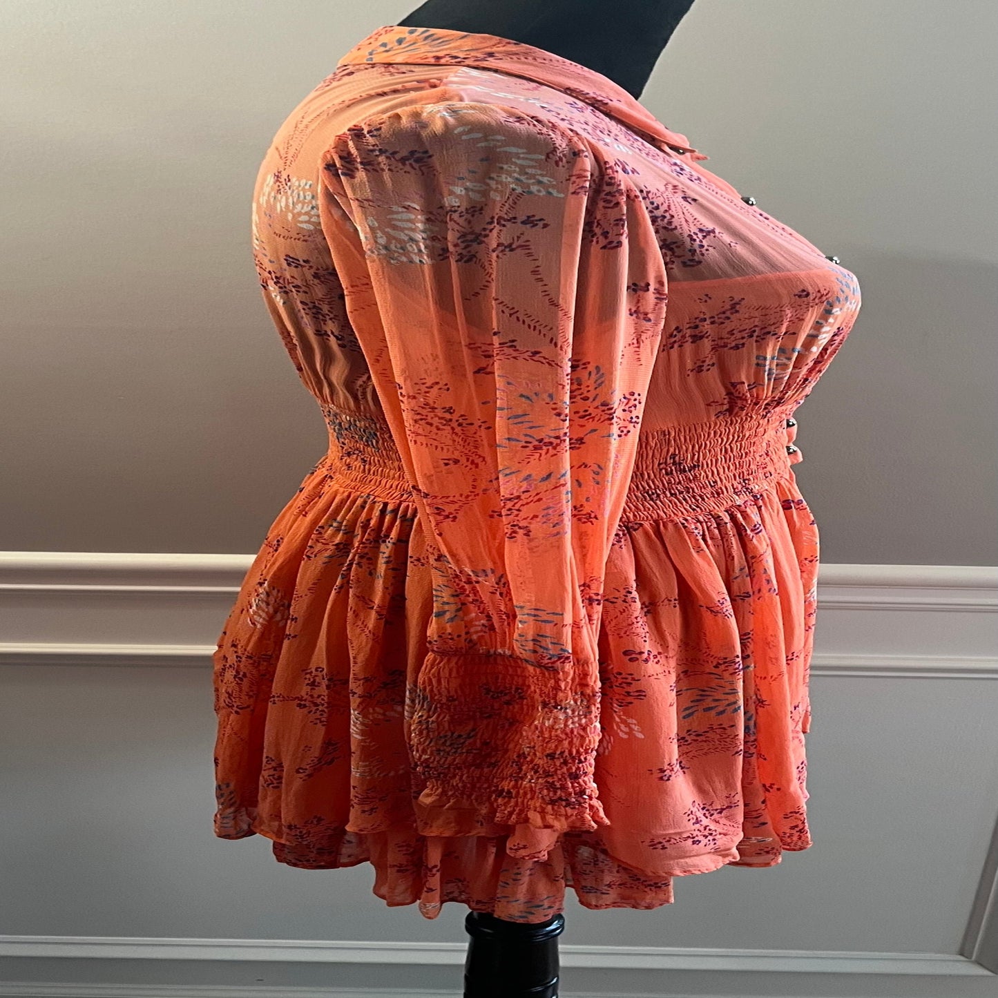 Free People Orange Floral Dress