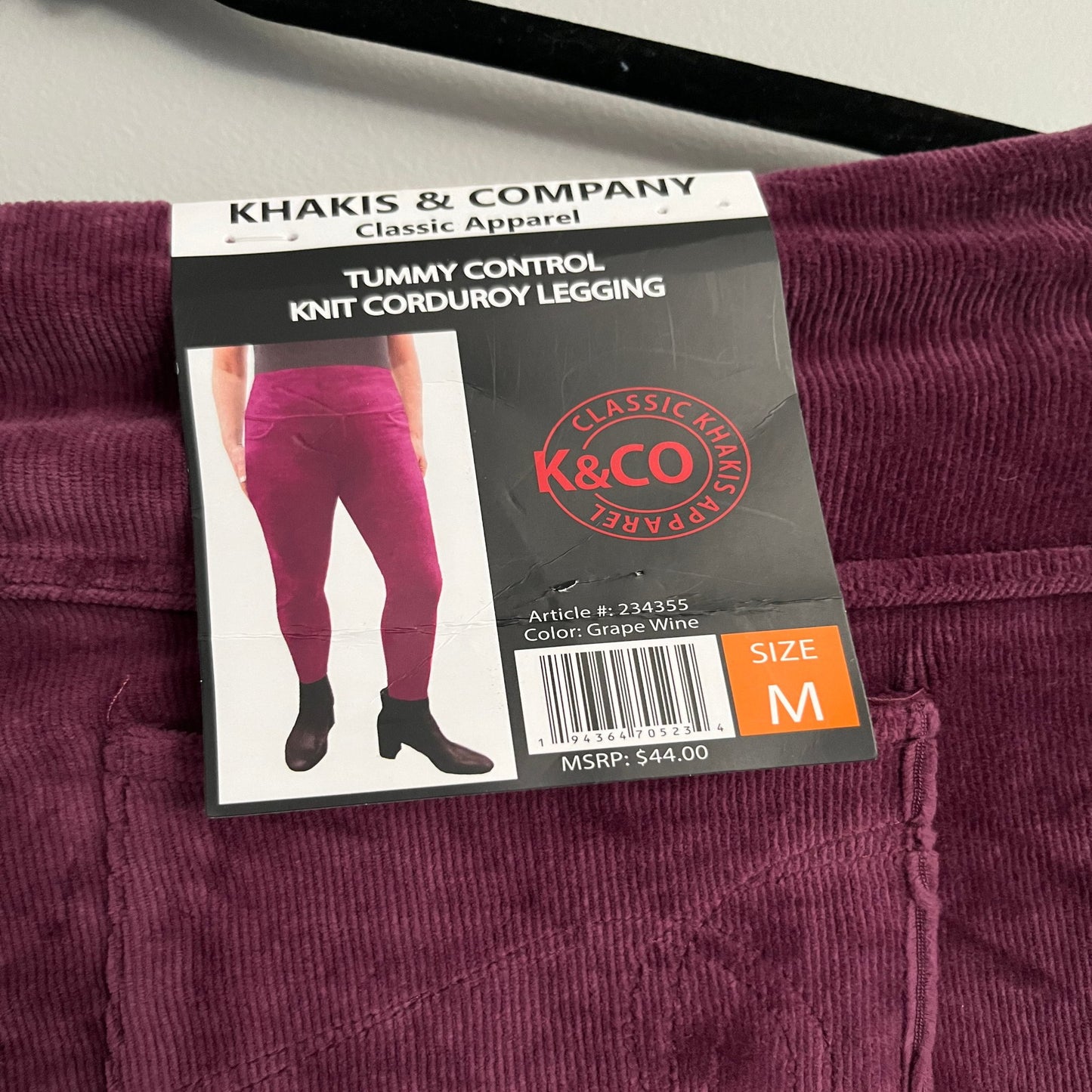 Khakis & Company Tummy Control Knit Corduroy Legging