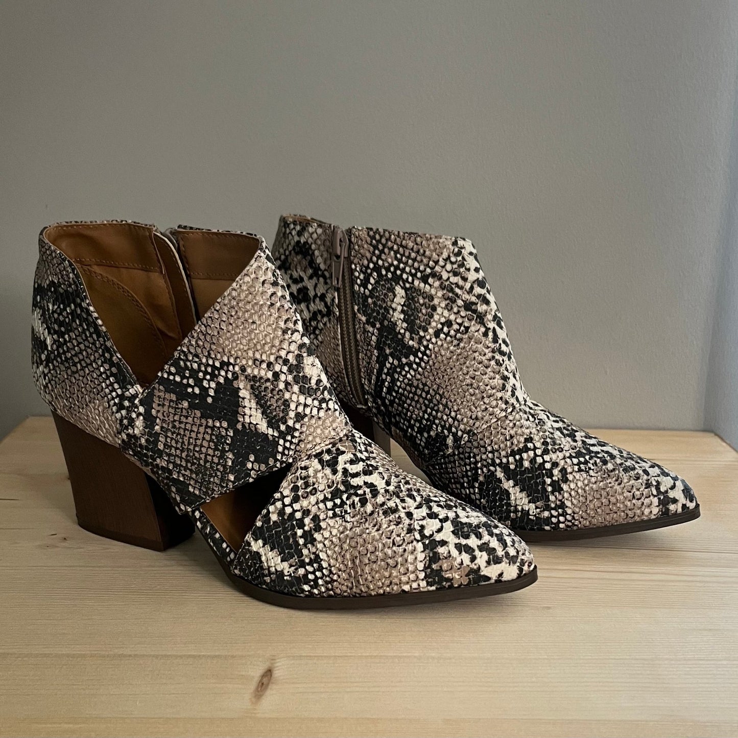 Qupid Snake Print Boots