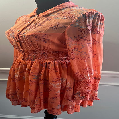 Free People Orange Floral Dress