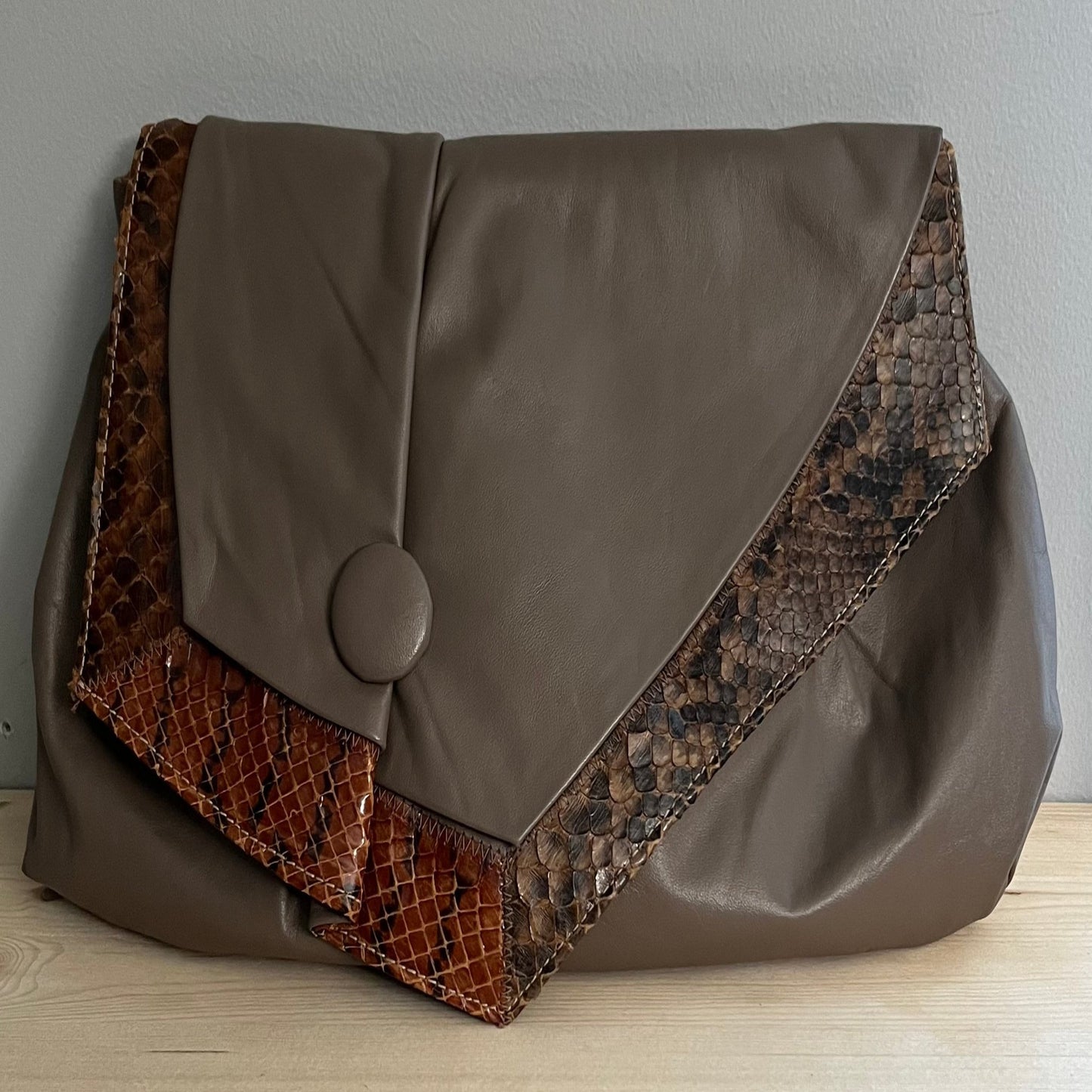 Vintage Brown Purse with Snakeskin Accent