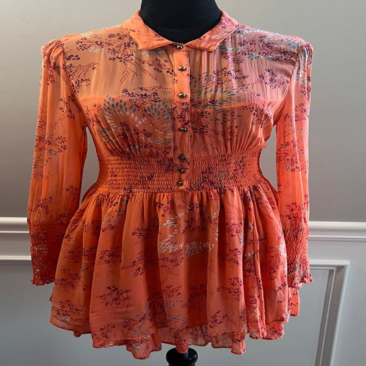 Free People Orange Floral Dress