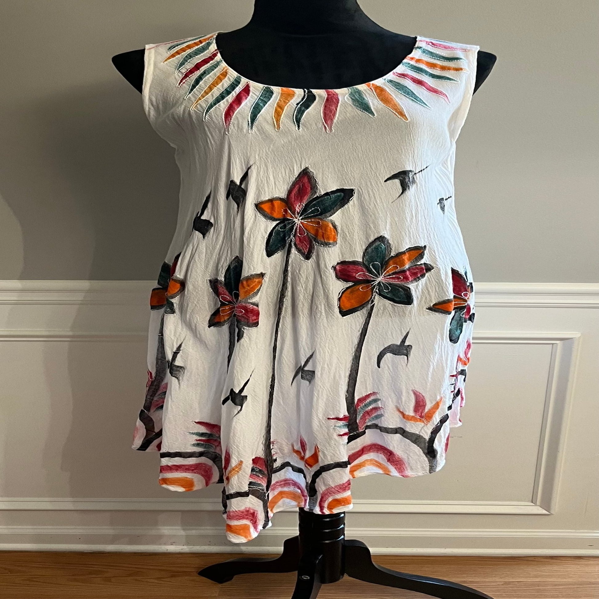 sr fashion dress SR Fashion Dress One Size New Blue Fairy Hem Boho Hippy Embroidered Sundress NWT