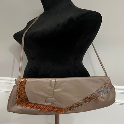 Vintage Brown Purse with Snakeskin Accent